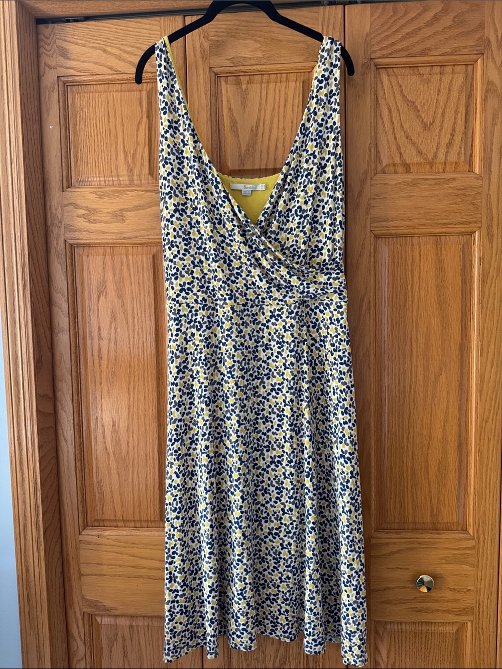 Boden Yellow and Navy Floral Midi Dress